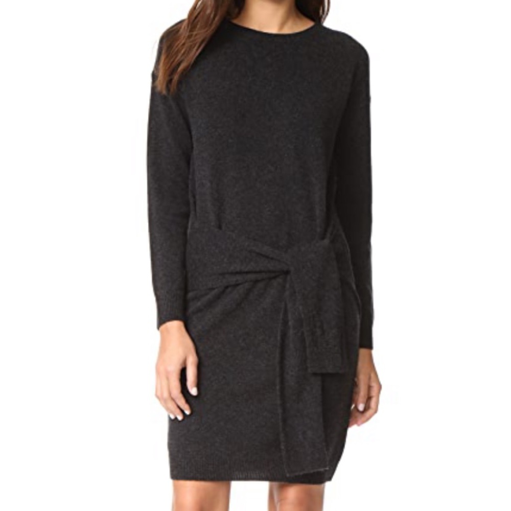 Vince Tie Waist Cashmere Blend Knee-length Dres